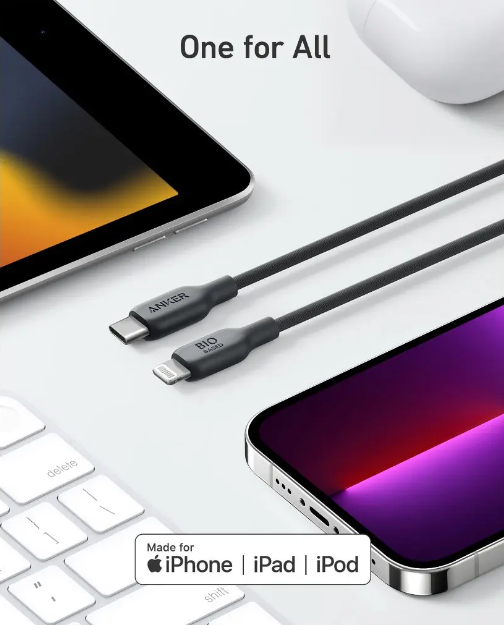 Anker 542 USB-C To Lightning Cable (Bio Based 6ft) | Black