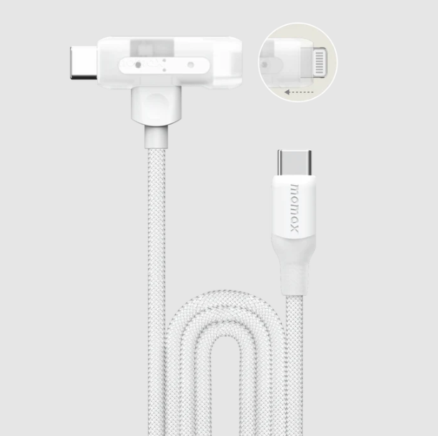 Momax 1-Link Flow Duo 2-in-1 USB-C to Lightning Braided Cable 1.5m | White