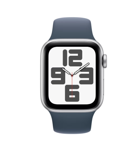 Apple Watch SE GPS 40mm Silver Aluminum Case with Storm Blue Sport Band - M/L