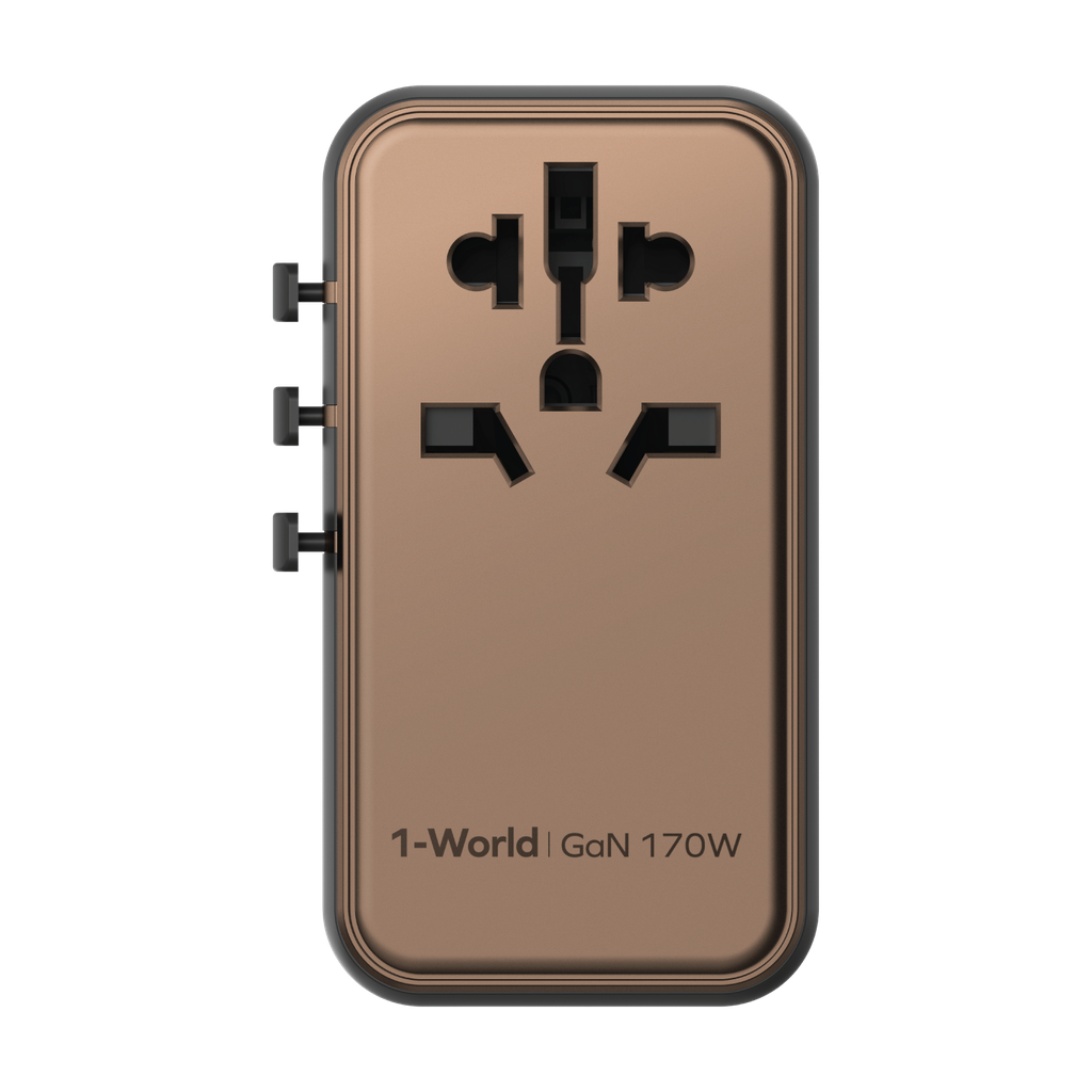 Momax 1-World 170W GaN 4-Port  AC Travel Adapter | Desert Titanium