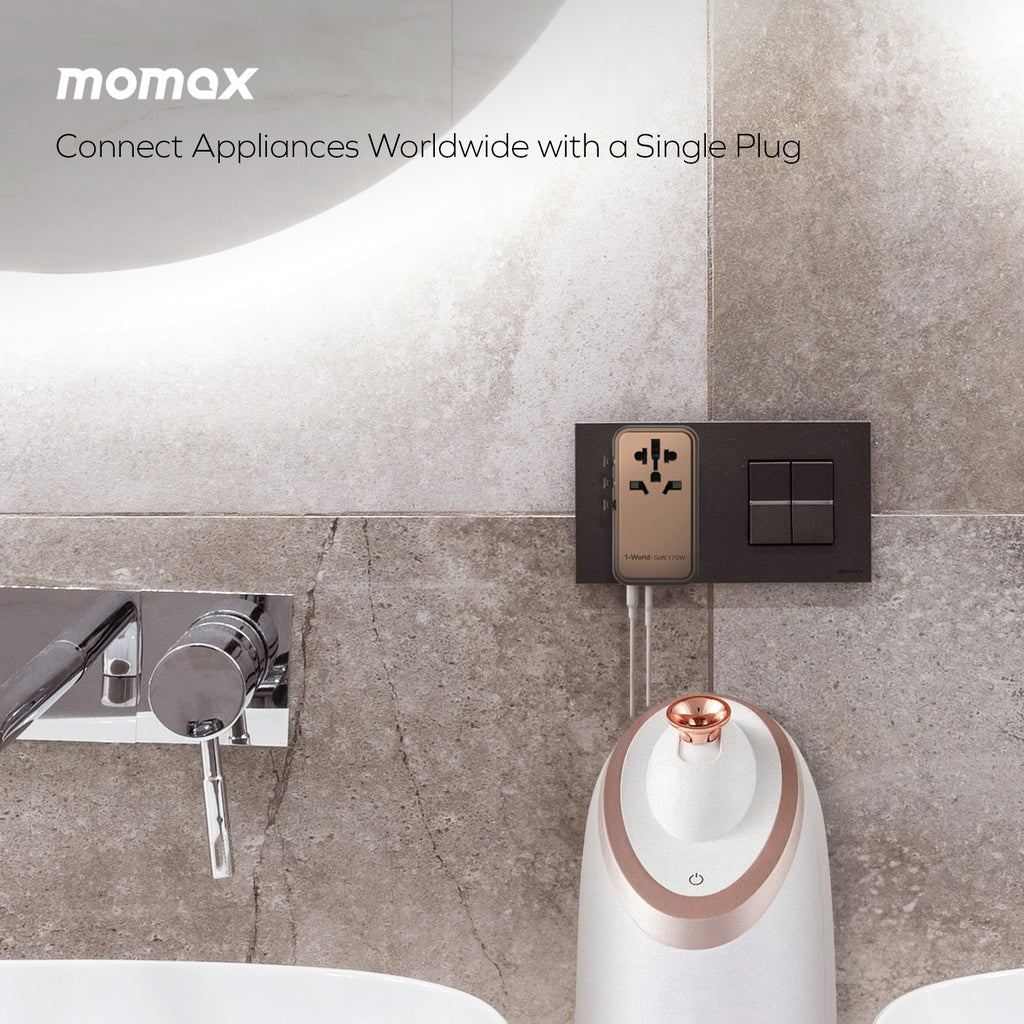 Momax 1-World 170W GaN 4-Port  AC Travel Adapter | Desert Titanium