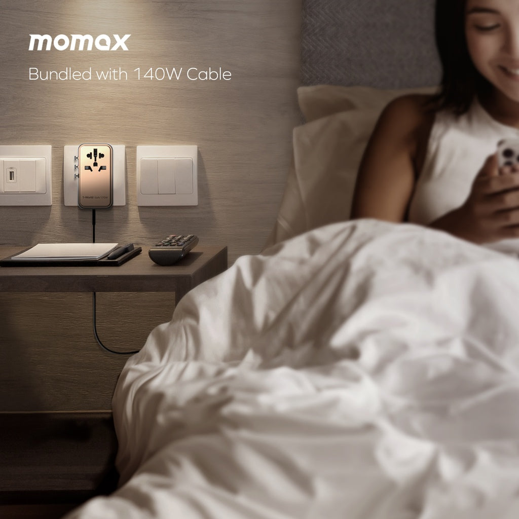 Momax 1-World 170W GaN 4-Port  AC Travel Adapter | Desert Titanium