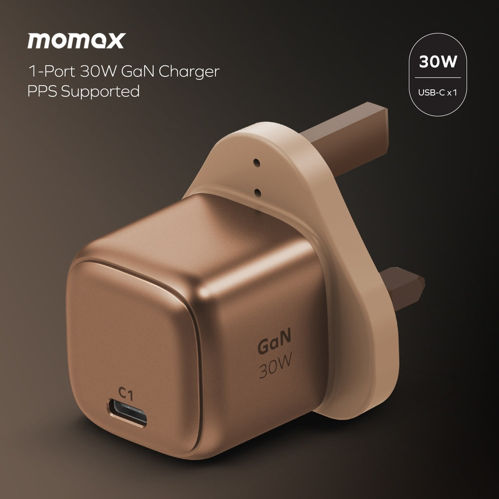 Momax 1-Charger 30W Gan Tech 1-Port Charger | Sandstone