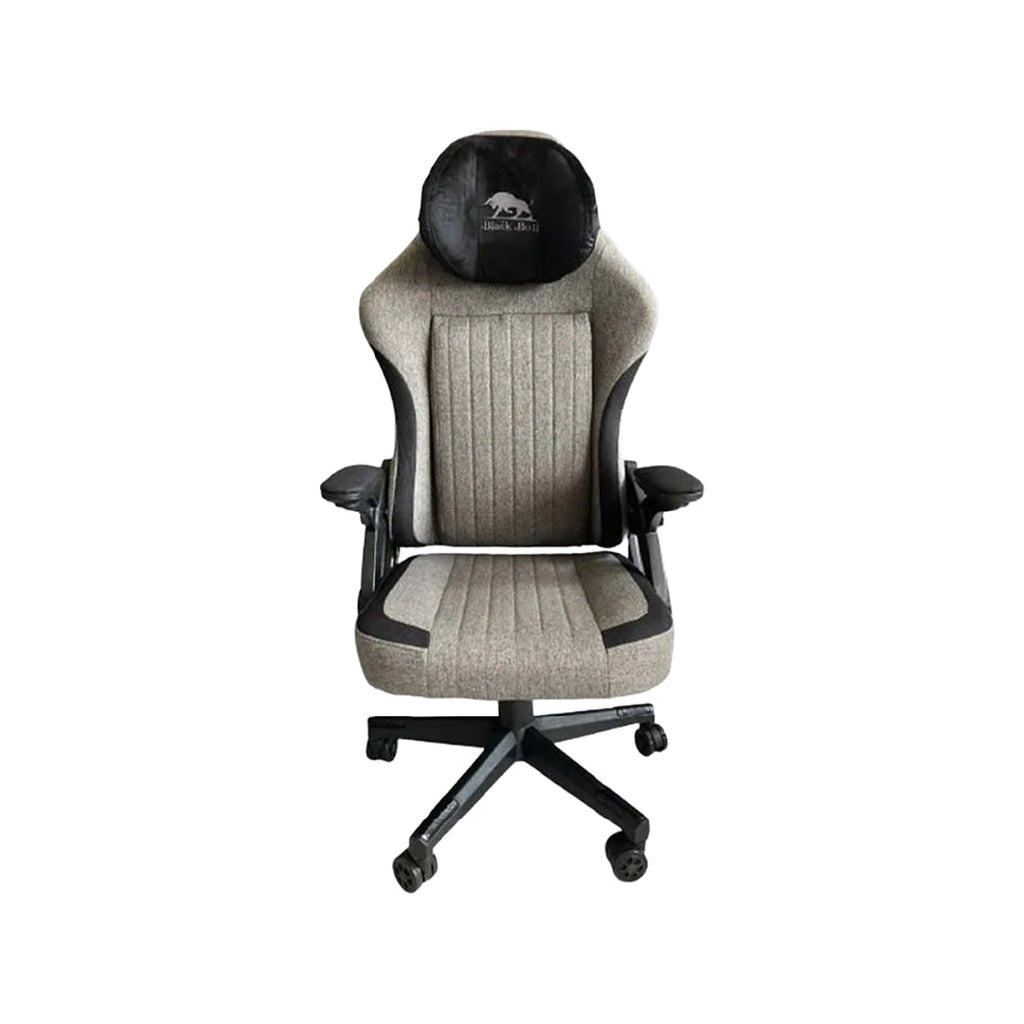 Black Bull Gaming Chair with Adjustable Molded Headrest â€“ Fabric | Gray / Black