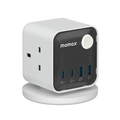 Momax 1-charge Work Flow 3-outlet Digital Display Power Cube With Usb  | White