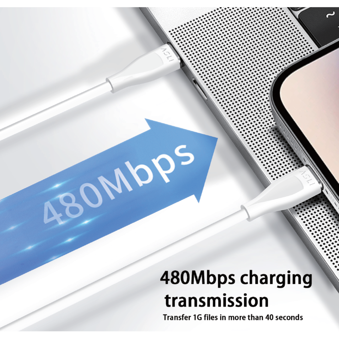 Asli Global Power Wire Lux Silicone USB-C to USB-C Cable 2M | White