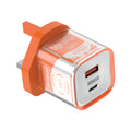LZEL VoltCharge NanoCore – 30W GaN Transparent Wall Charger | Sky White / Dark Orange