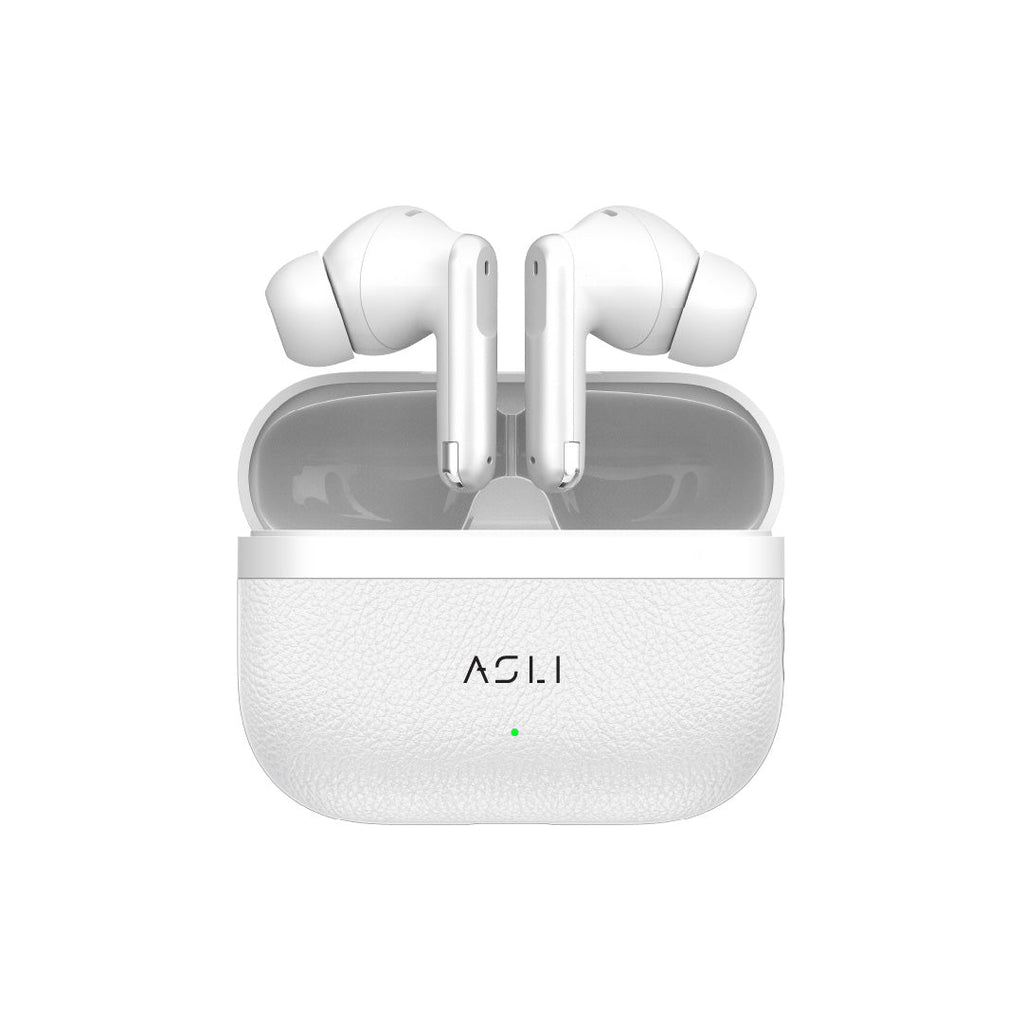 Asli Global EcoPods Air TWS Wireless ANC Bluetooth Earbuds with Active Noise Cancellation | White