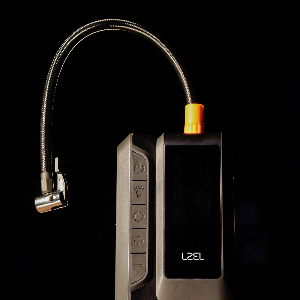 LZEL EnergizeIgnite Air 12000mAh 12V Car Jump Starter with LED Flashlight & Tire Inflator | Gray/Black