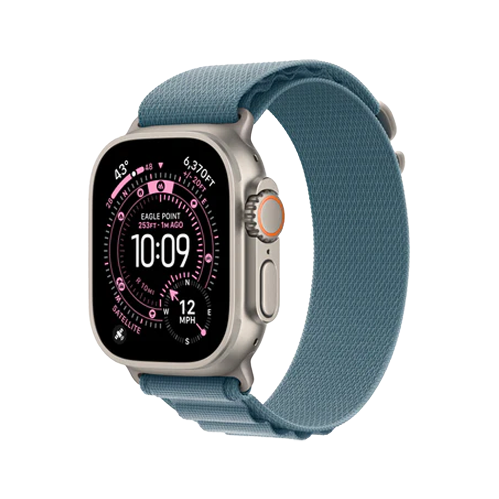 Apple Watch Ultra 3 (2025) GPS + Cellular, 49mm Natural Titanium Case with Light Blue Alpine Loop â€“ M