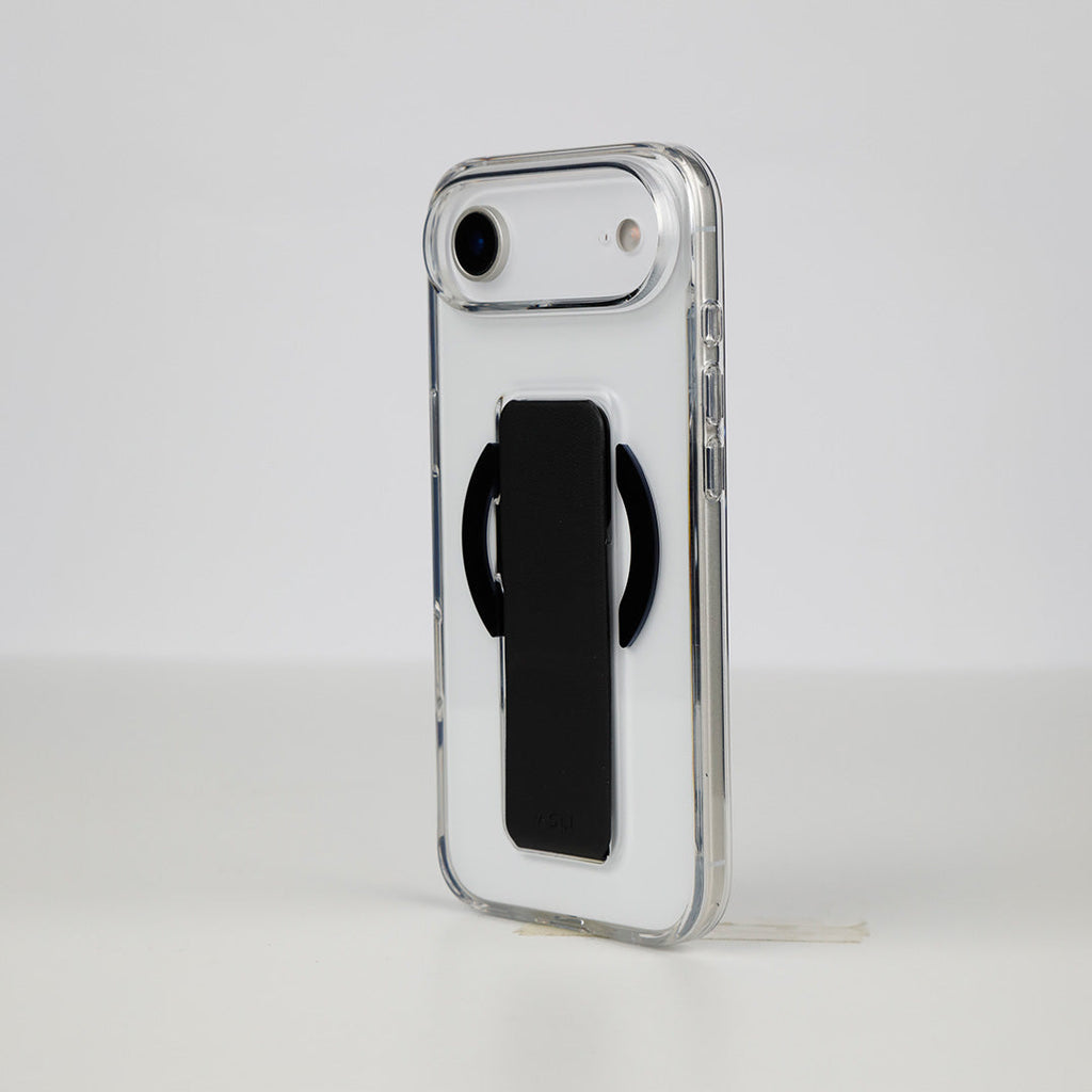 Asli Global MagTrox Gravitas Transparent MagSafe Case with Leather Grip for iPhone Air| Black