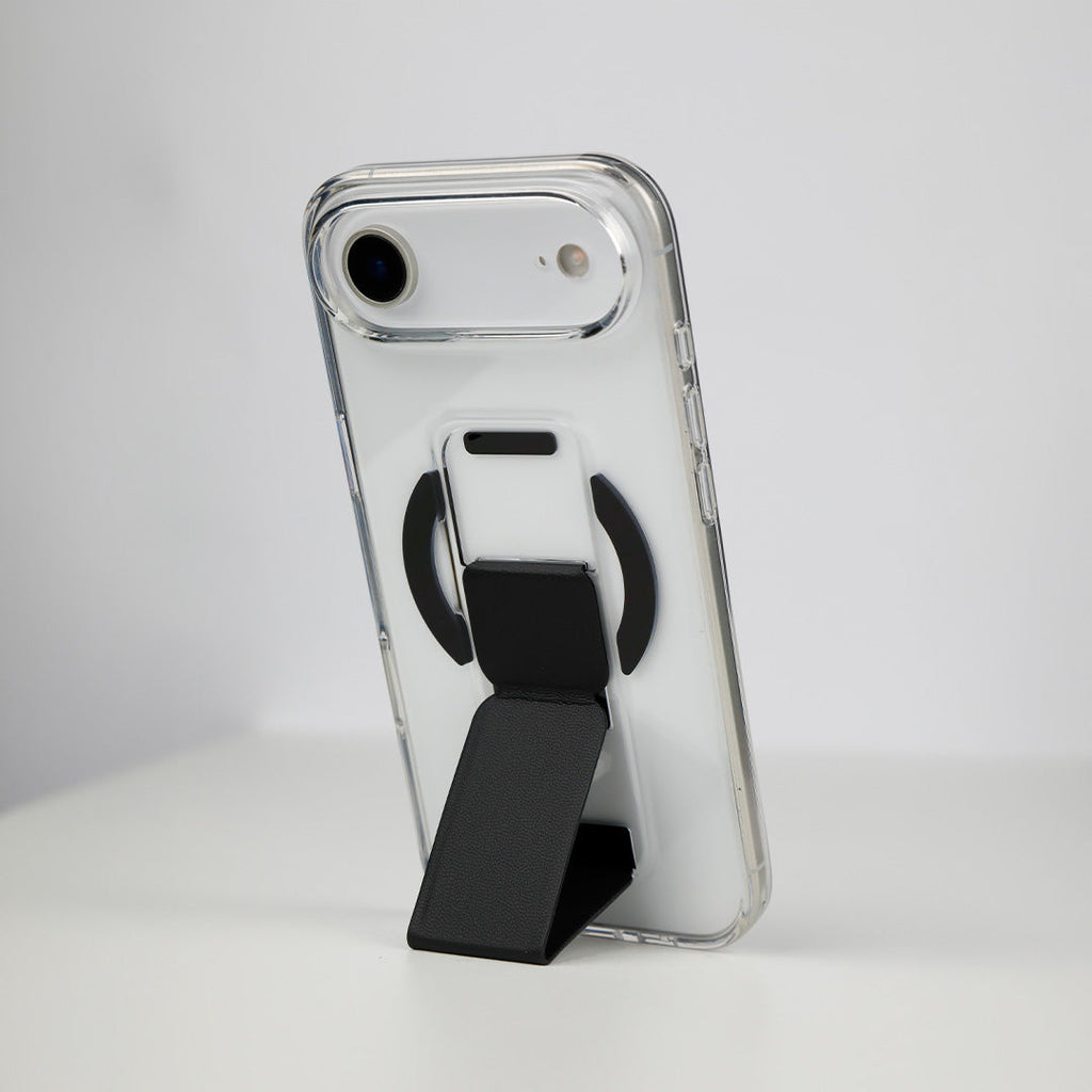 Asli Global MagTrox Gravitas Transparent MagSafe Case with Leather Grip for iPhone Air| Black