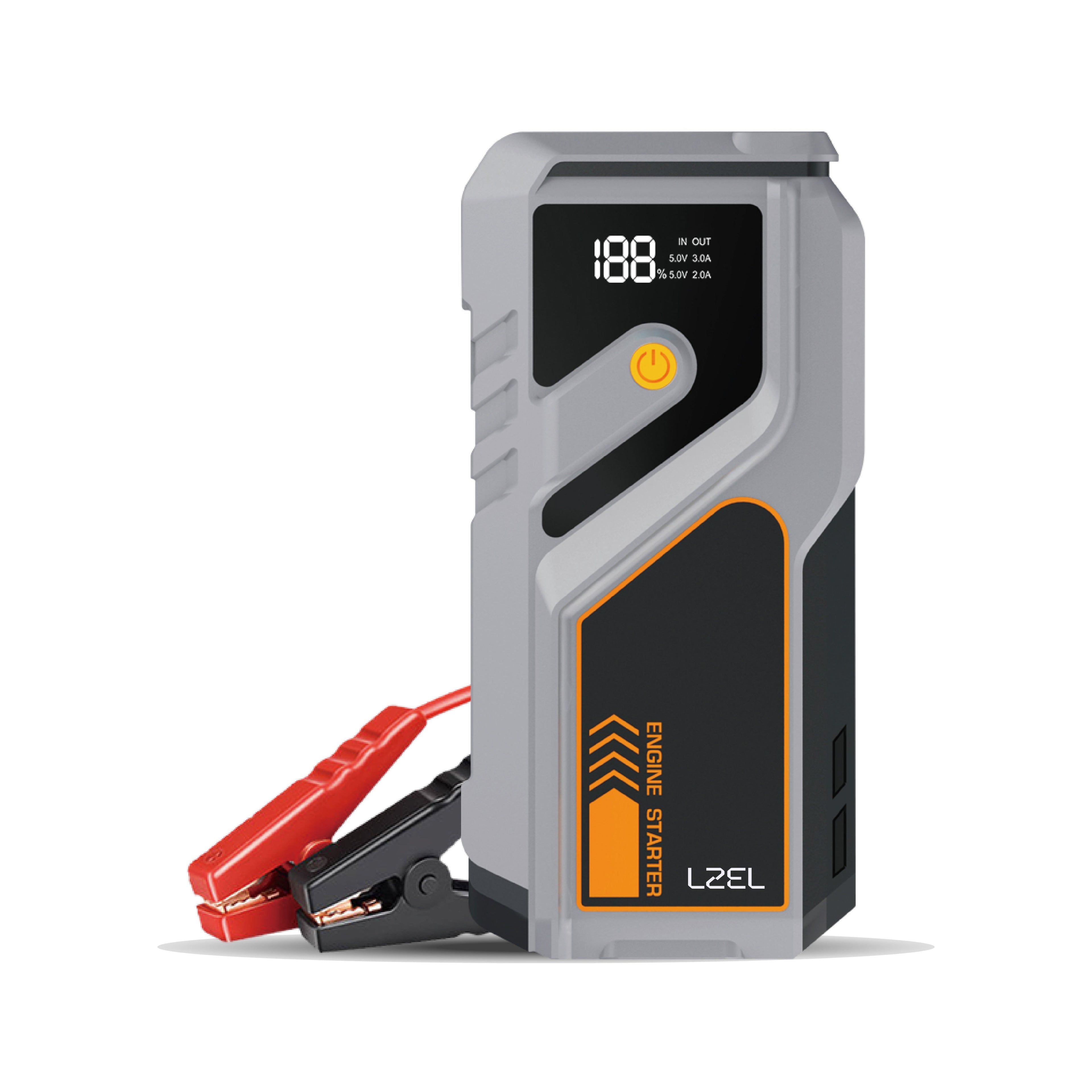 LZEL EnergizeIgnite Air 12000mAh 12V Car Jump Starter with LED Flashlight | Gray/Black