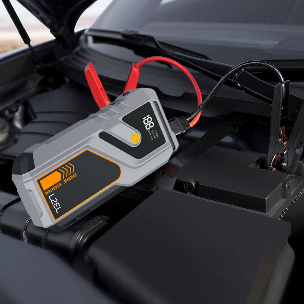 LZEL EnergizeIgnite Air 12000mAh 12V Car Jump Starter with LED Flashlight | Gray/Black