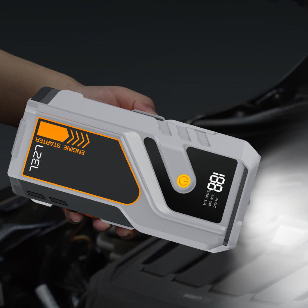 LZEL EnergizeIgnite Air 12000mAh 12V Car Jump Starter with LED Flashlight | Gray/Black