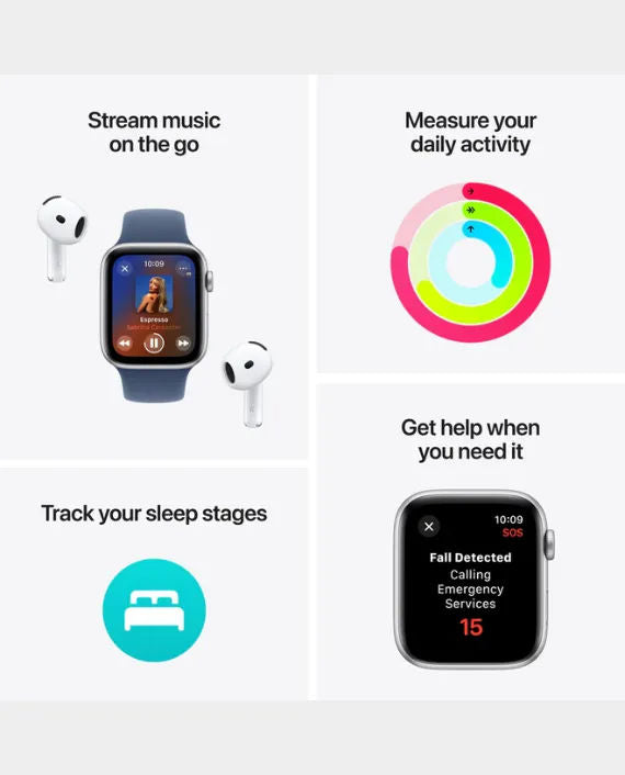 Apple Watch SE GPS + Cellular 40mm Silver Aluminum Case with Denim Sport Band - S/M