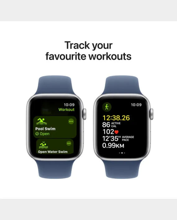 Apple Watch SE GPS + Cellular 40mm Silver Aluminum Case with Denim Sport Band - S/M