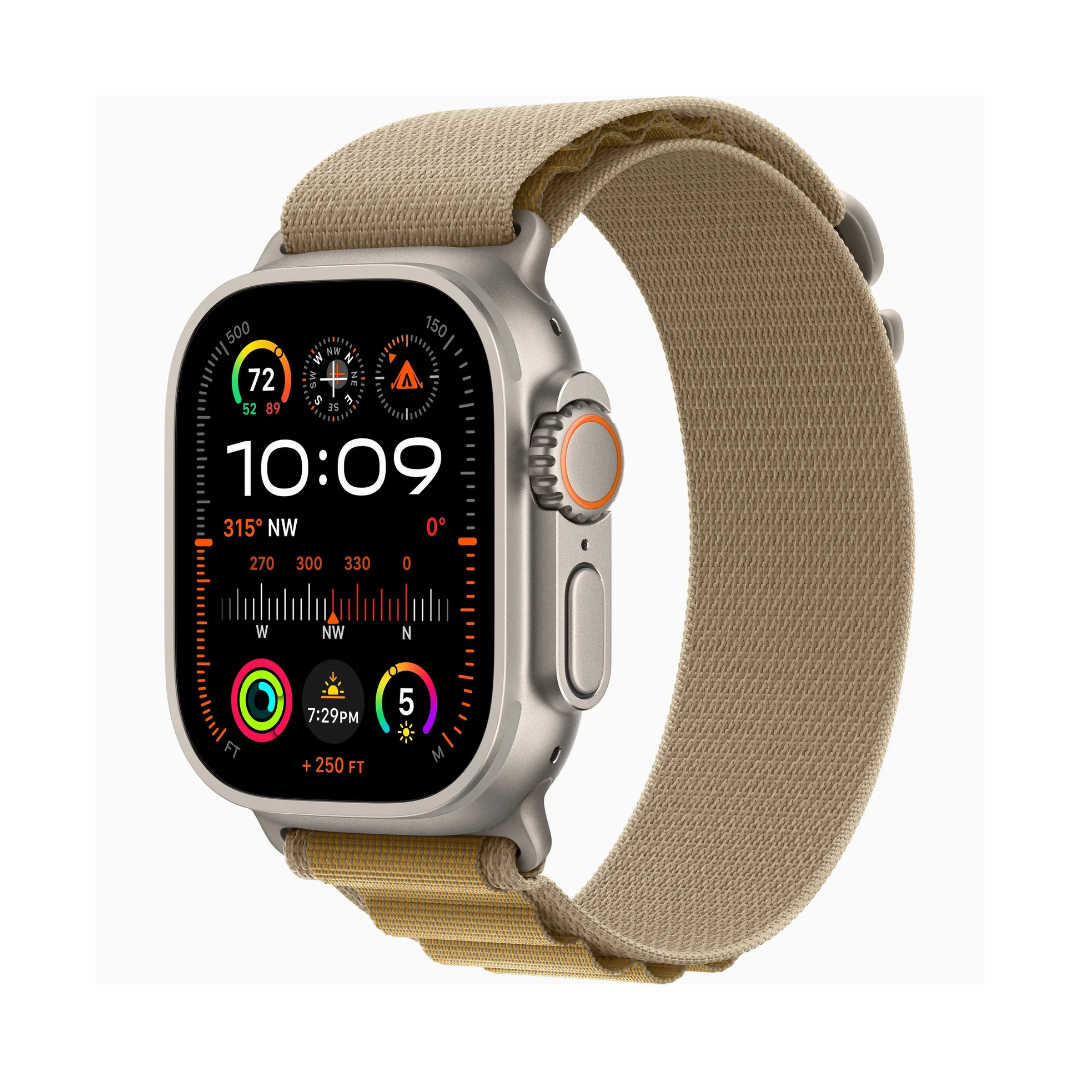 Apple Watch Ultra 2 GPS + Cellular 49mm Natural Titanium with Tan Alpine Loop â€“ S
