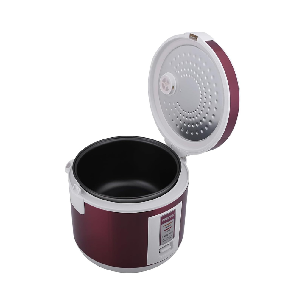 Geepas Stainless Steel Rice Cooker – 1.5L | Red