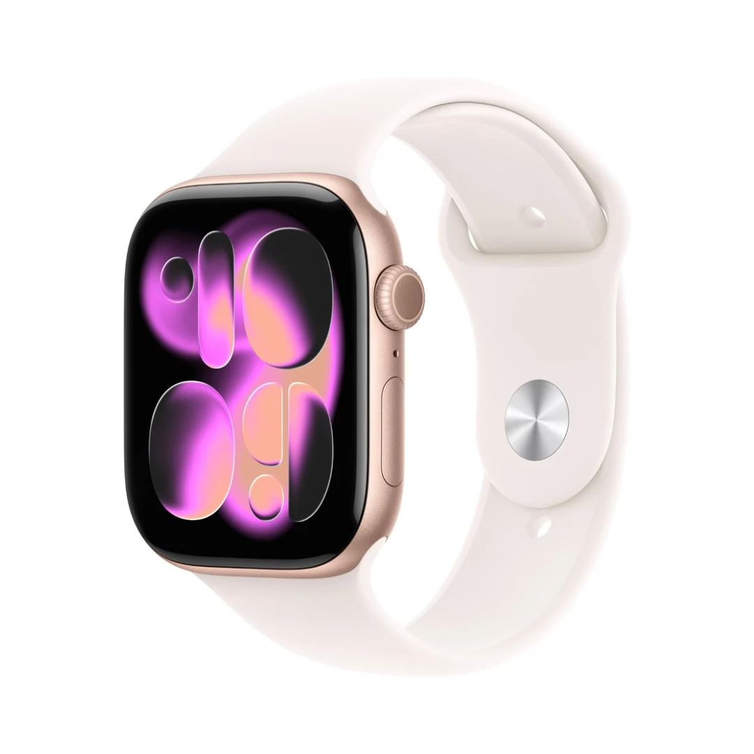 Apple Watch Series 11 GPS + Cellular 42mm, Rose Gold Aluminum Case with Light Blush Sport Band â€“ S/M