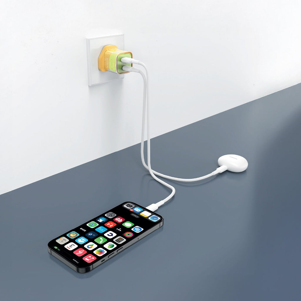 LZEL VoltCharge NanoCore – 30W GaN Transparent Wall Charger | Brown/Green