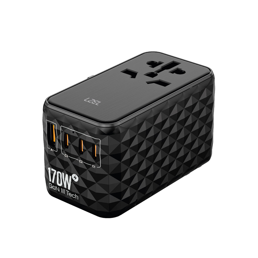 LZEL Voyage Elite Travel 170W GAN USB-C PD Fast Charging Adapter| Black