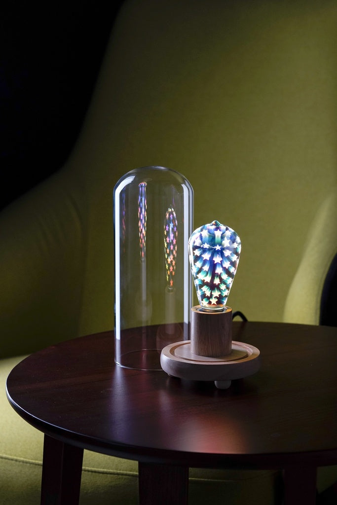 Momax Wooden Lamp Stand with Glass Cover Dome