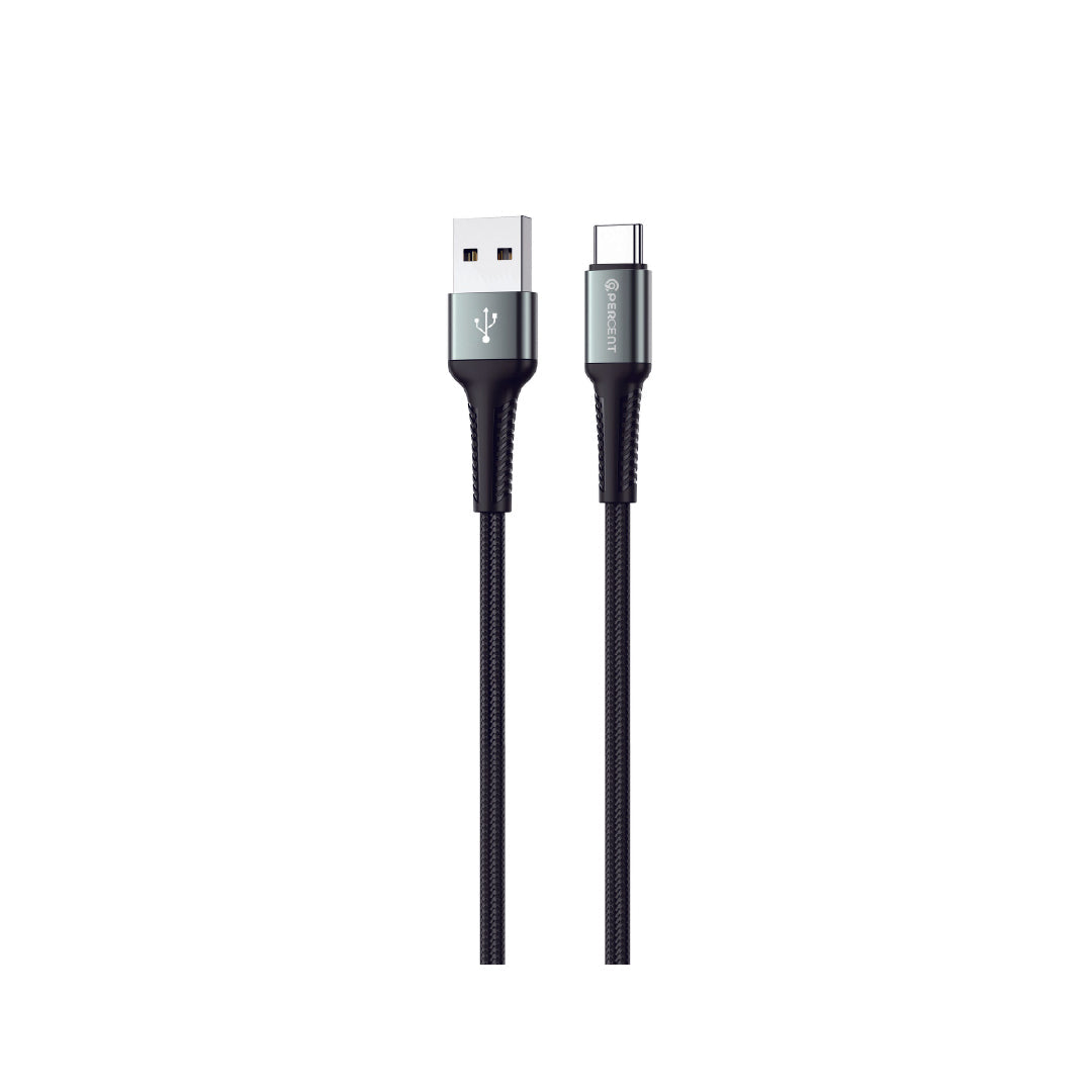 90 Percent USB-A to USB-C Nylon Braided Fast Charging Data Cable 1M | Black