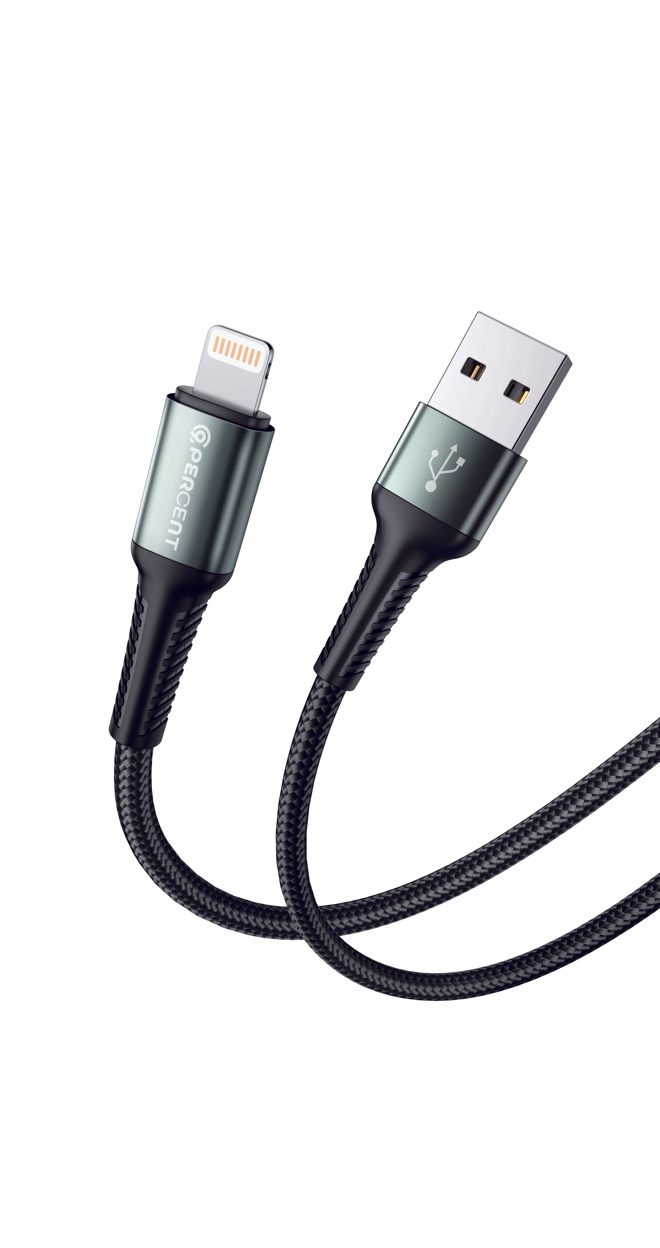 90 Percent USB-A to Lightning Nylon Braided Fast Charging Data Cable 1M | Black