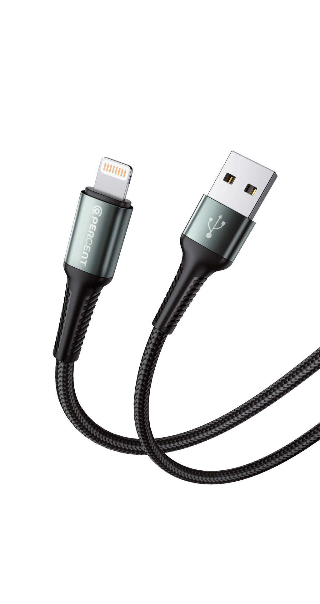 90 Percent USB-A to Lightning Nylon Braided Fast Charging Data Cable 1M | Black