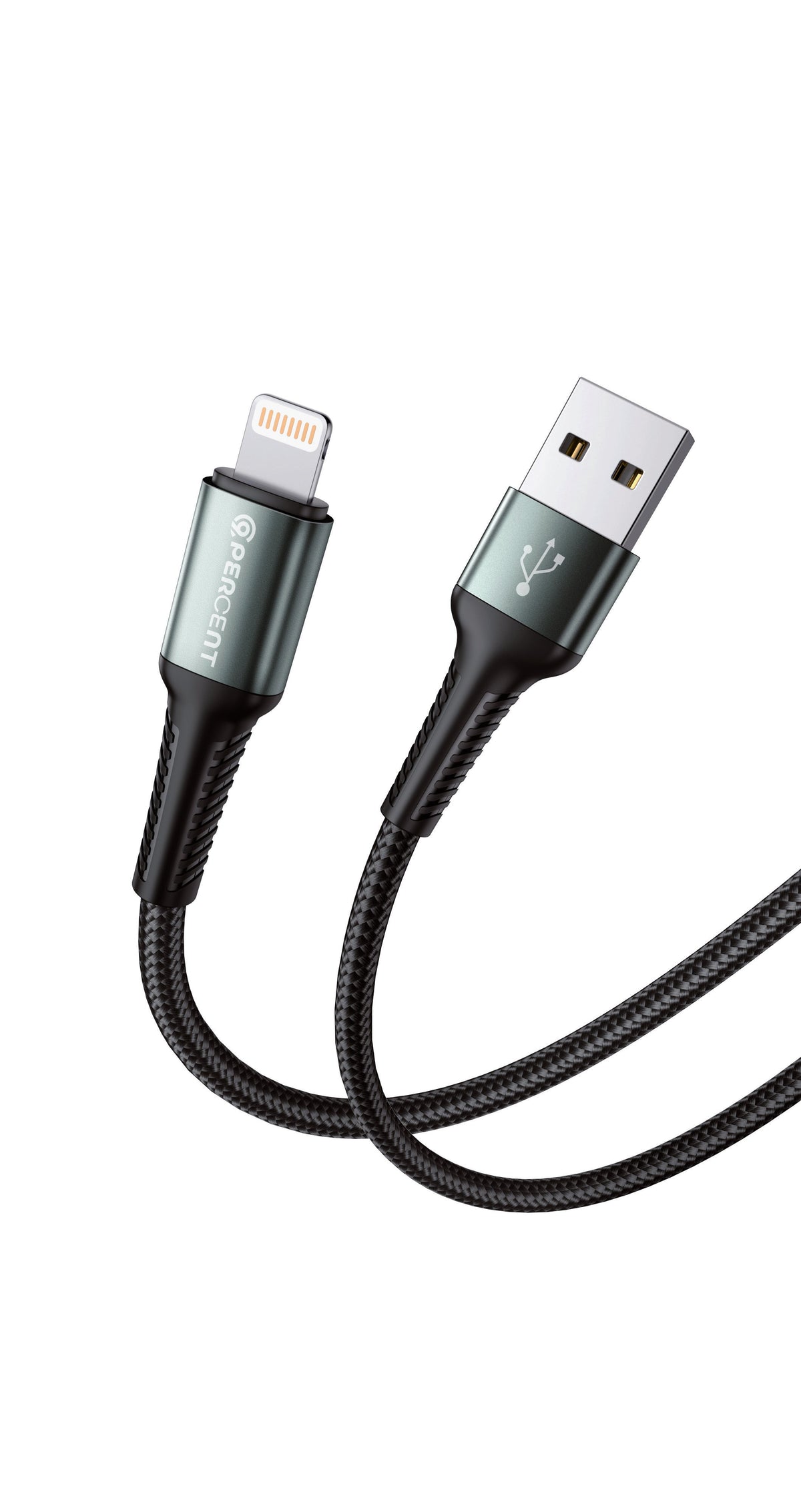 90 Percent USB-A to Lightning Nylon Braided Fast Charging Data Cable 1M | Black