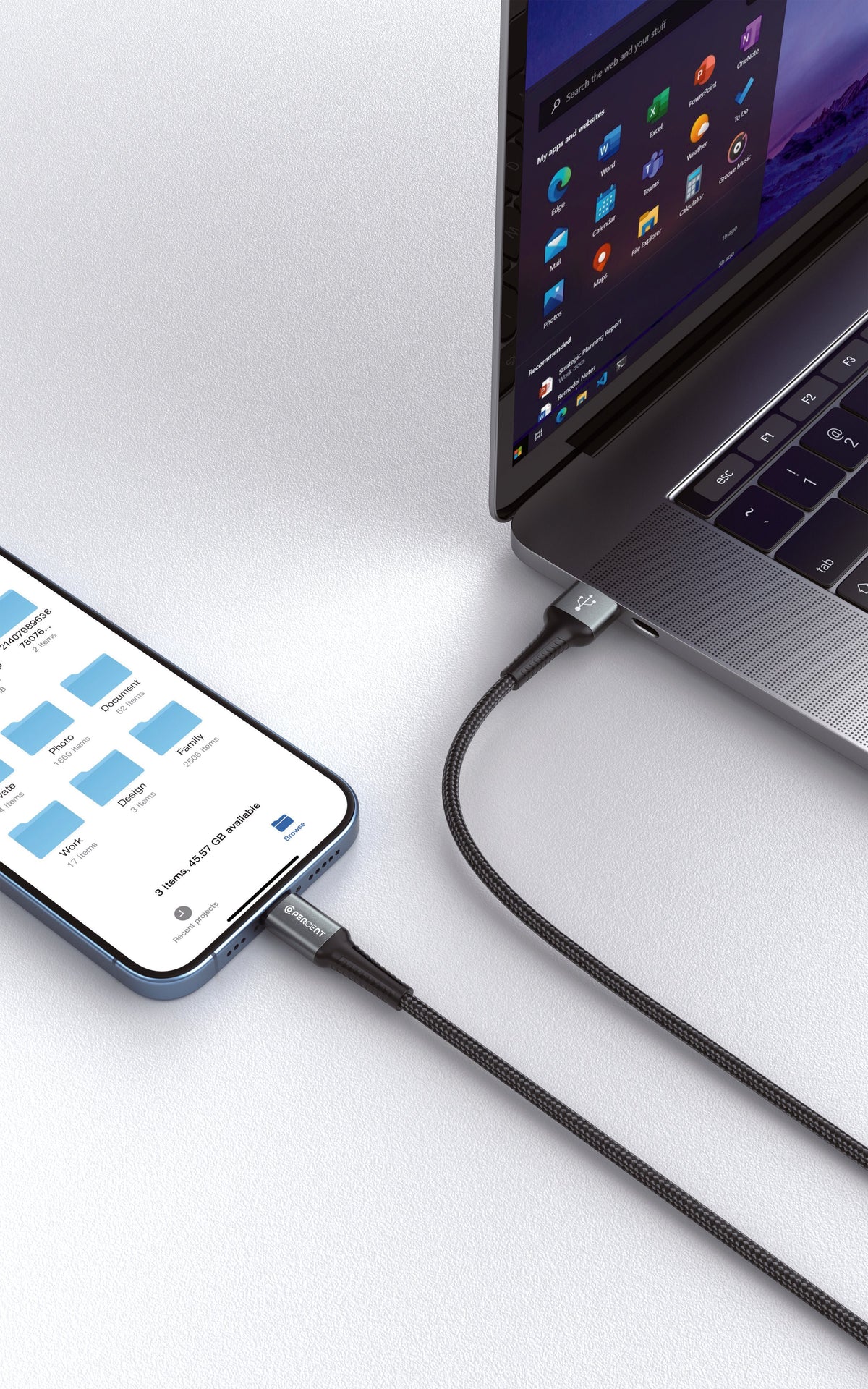 90 Percent USB-A to Lightning Nylon Braided Fast Charging Data Cable 1M | Black