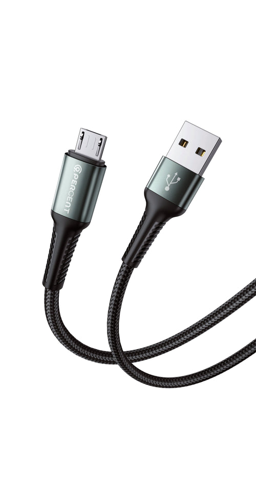 90 Percent USB-A to Micro Nylon Braided Fast Charging Data Cable 1M | Black