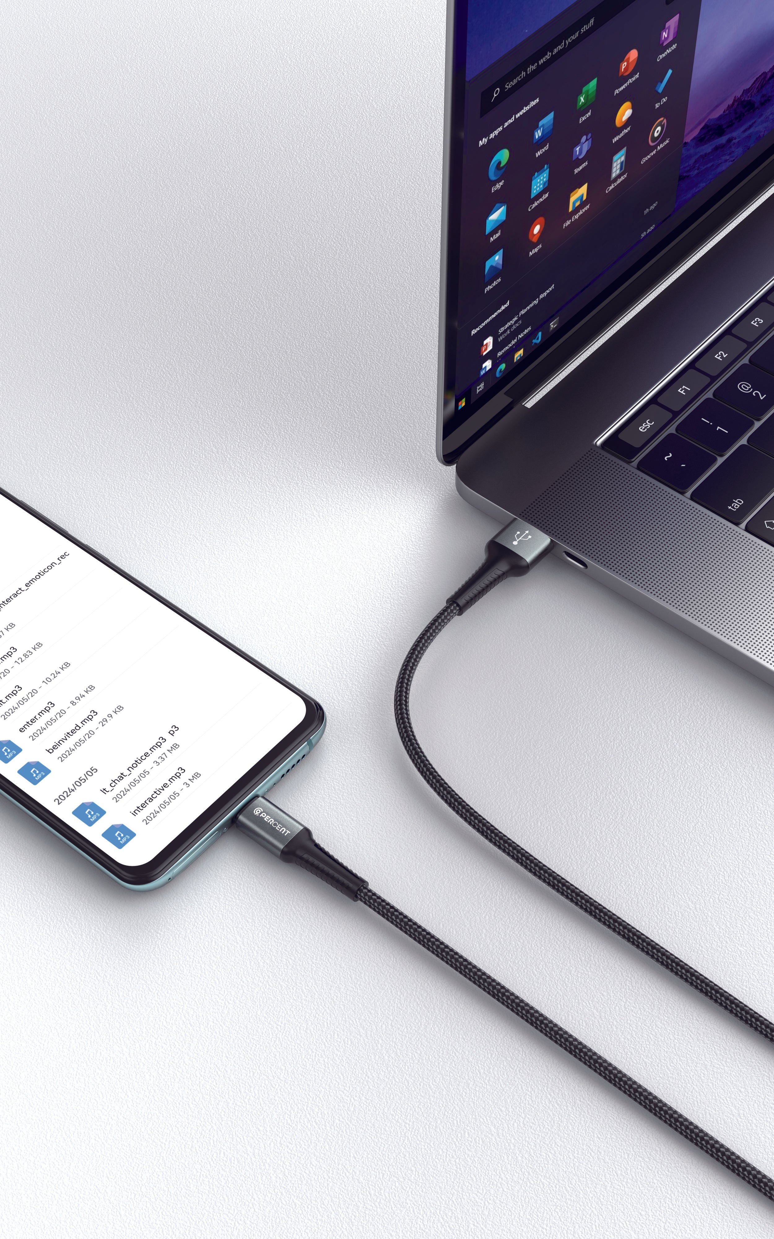 90 Percent USB-A to Micro Nylon Braided Fast Charging Data Cable 1M | Black
