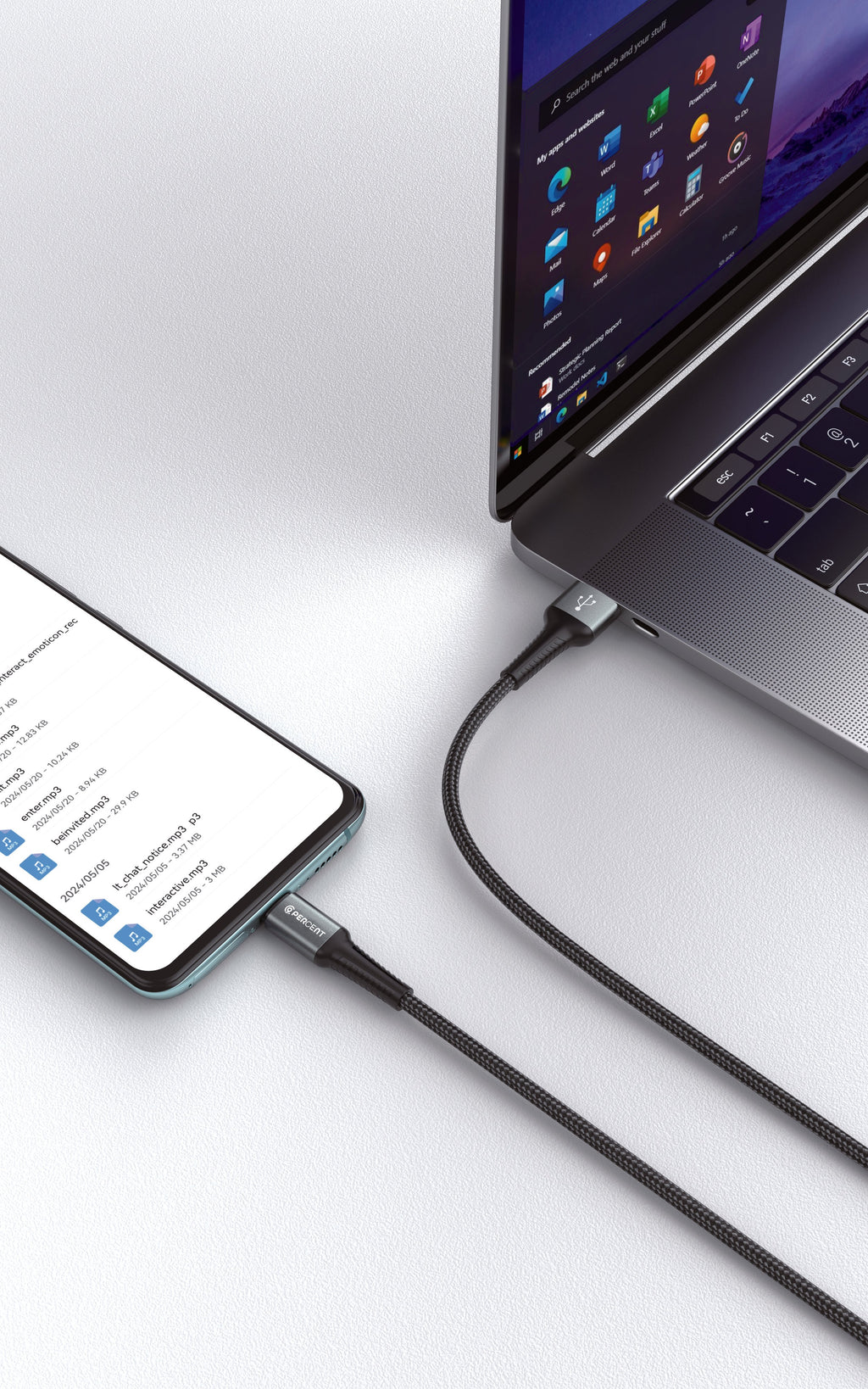 90 Percent USB-A to Micro Nylon Braided Fast Charging Data Cable 1M | Black