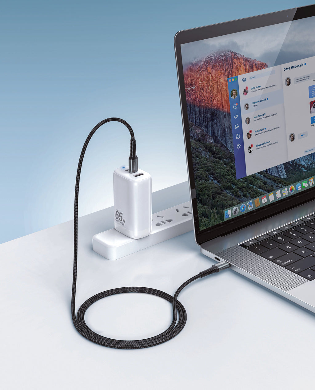 90 Percent USB-C to USB-C Nylon Braided Fast Charging Data Cable 1M | Black