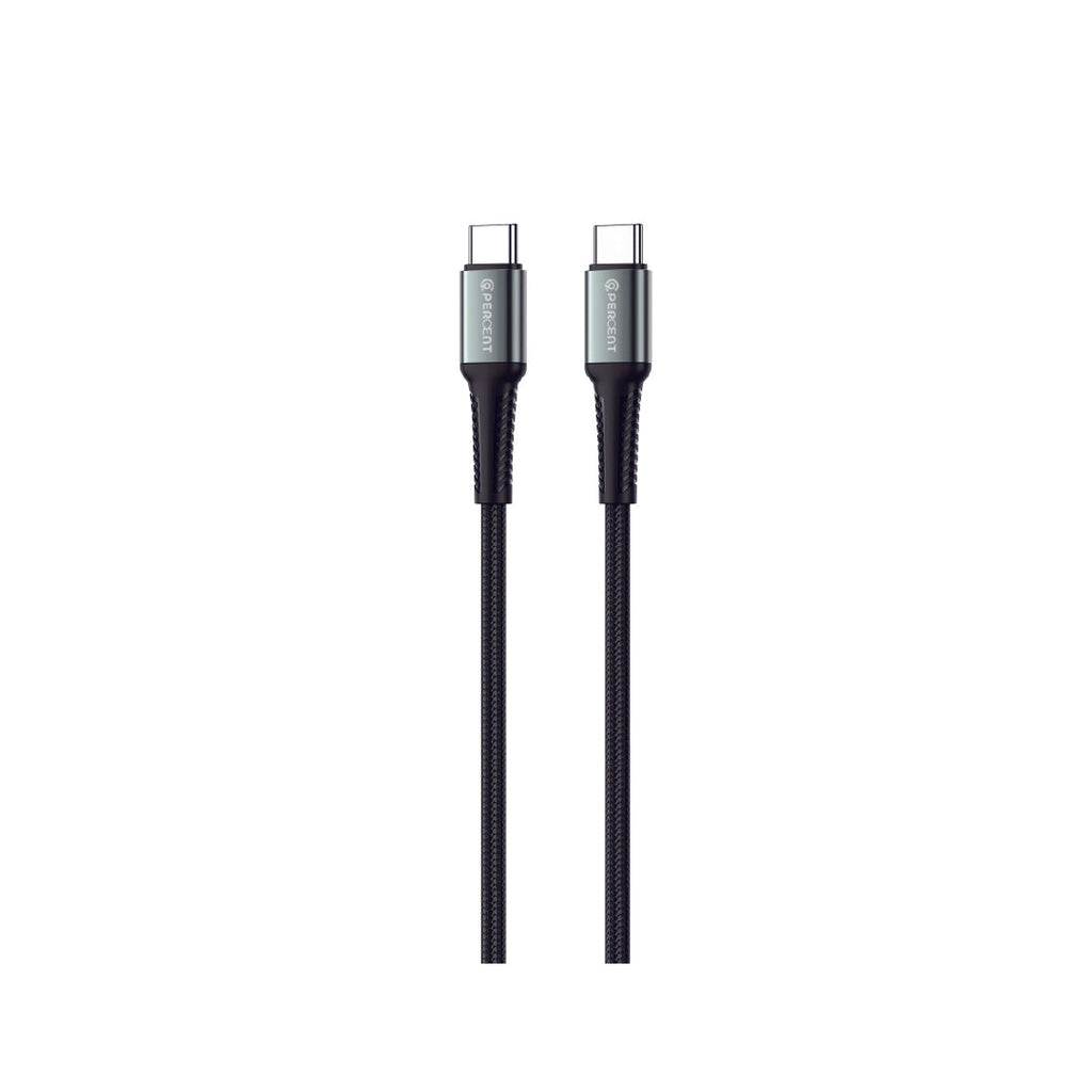 90 Percent USB-C to USB-C Nylon Braided Fast Charging Data Cable 1M | Black