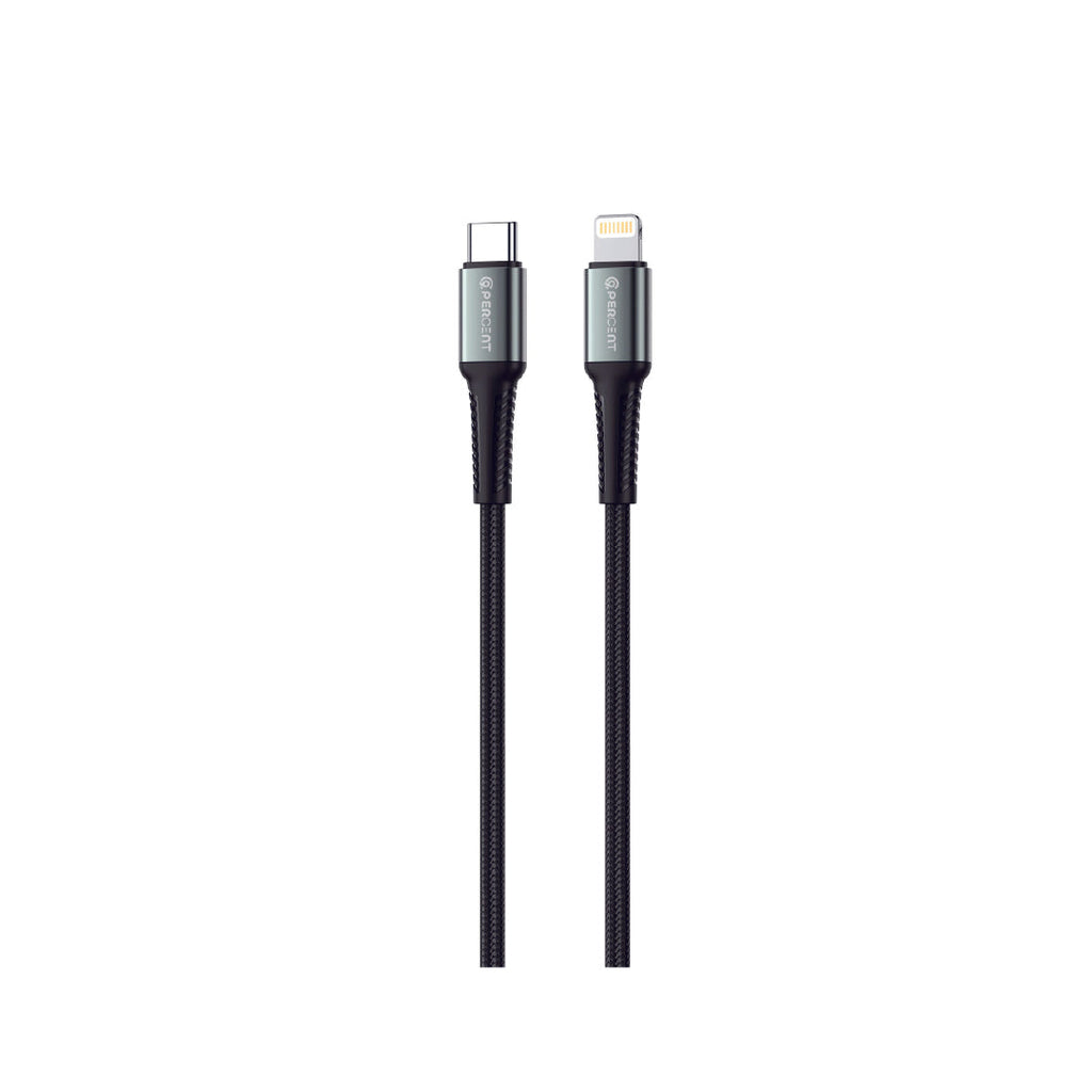 90 Percent USB-C to Lightning Nylon Braided Fast Charging Data Cable 1M | Black