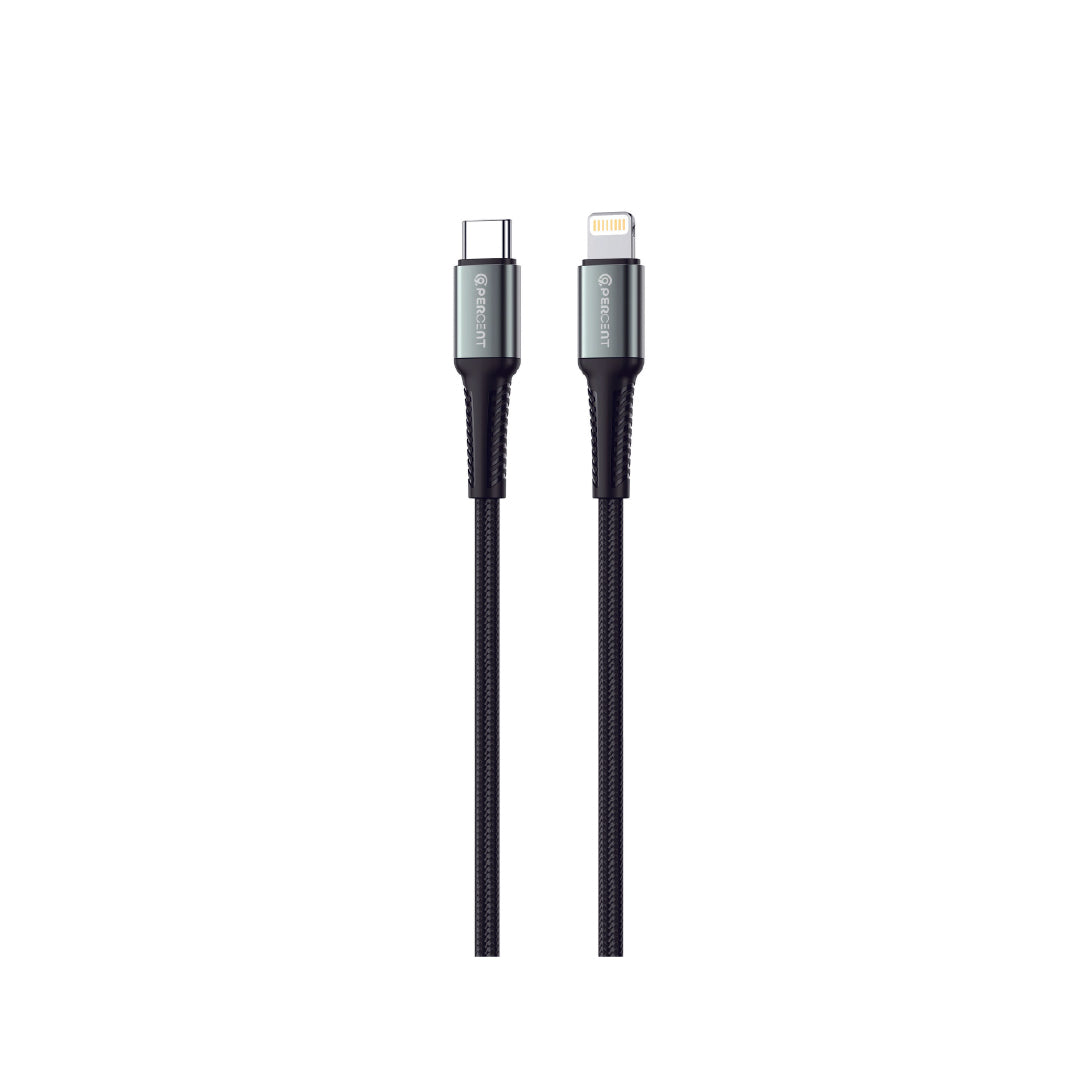 90 Percent USB-C to Lightning Nylon Braided Fast Charging Data Cable 1M | Black