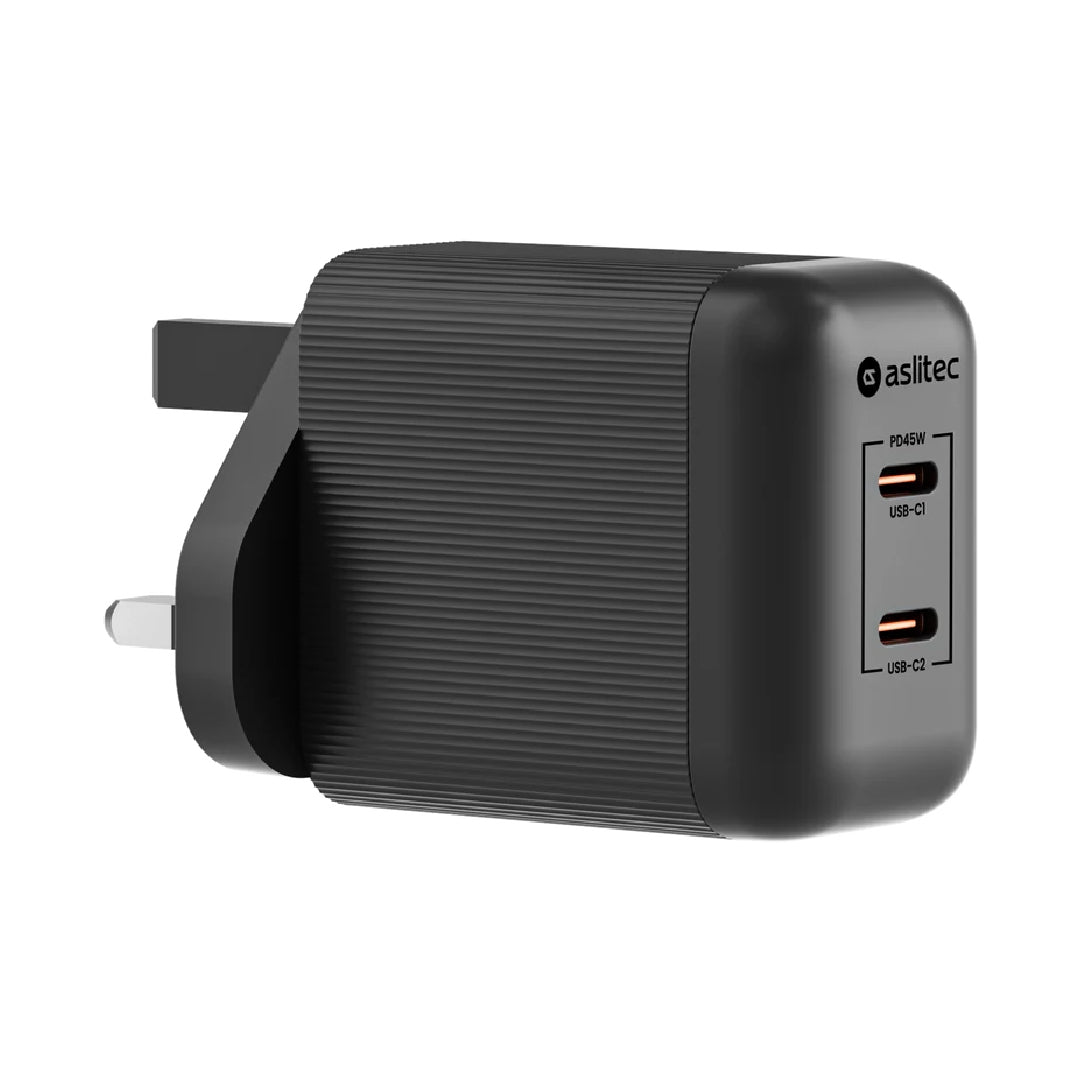 aslitec VexoraGaN 45W â Compact GaN Charger, Dual USB-C Ports