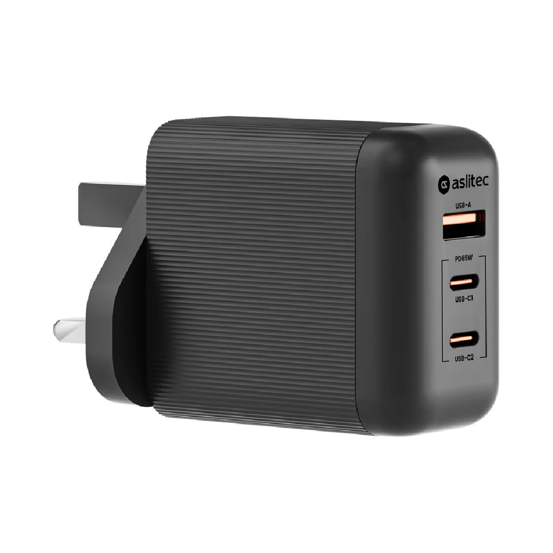 aslitec VexoraGaN 65W â Compact GaN Charger, USB-A  Dual USB-C Triple Ports