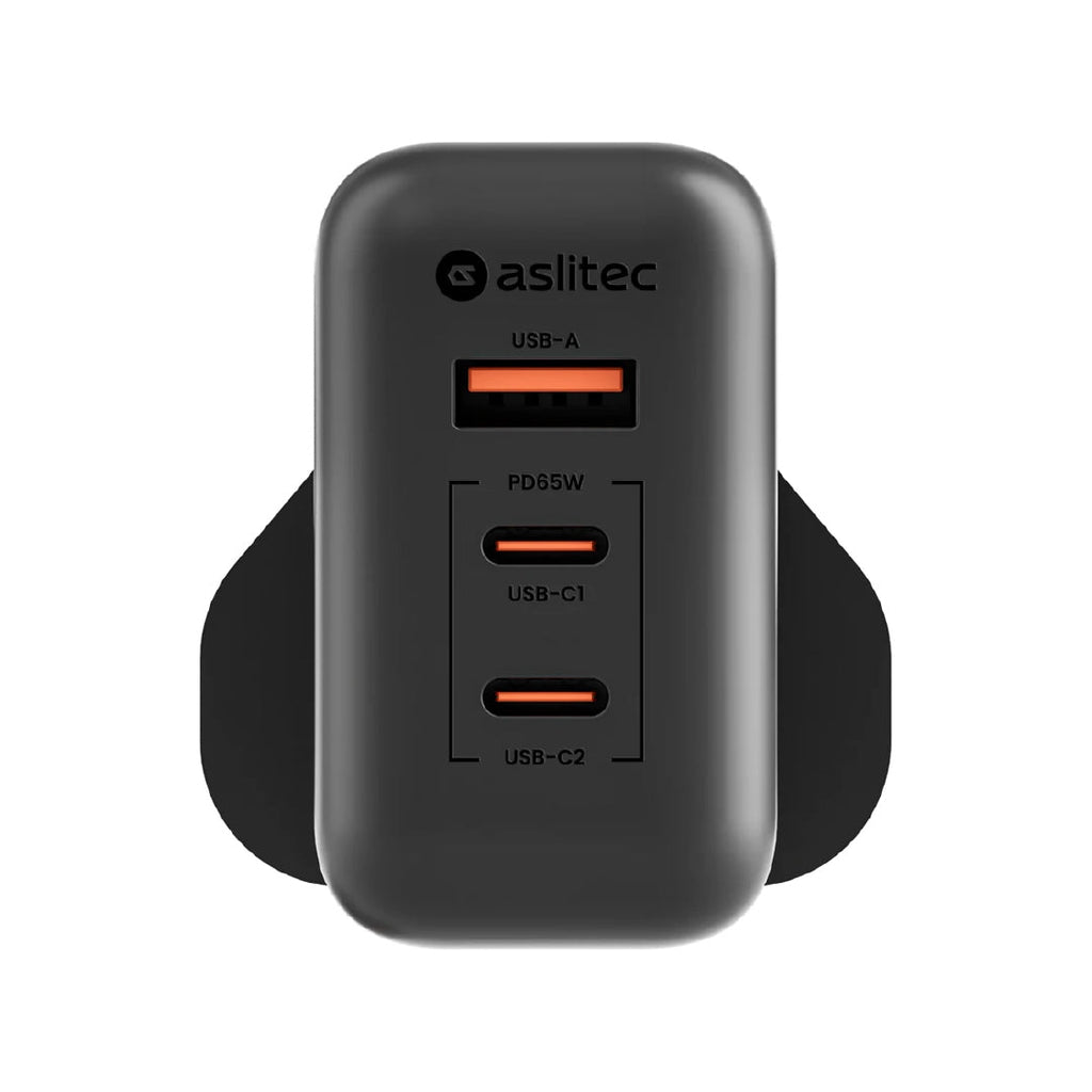 aslitec VexoraGaN 65W â Compact GaN Charger, USB-A  Dual USB-C Triple Ports