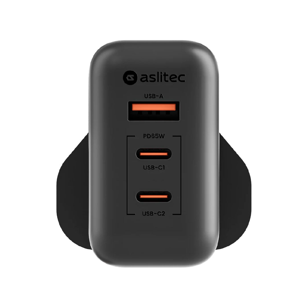 aslitec VexoraGaN 65W â Compact GaN Charger, USB-A  Dual USB-C Triple Ports