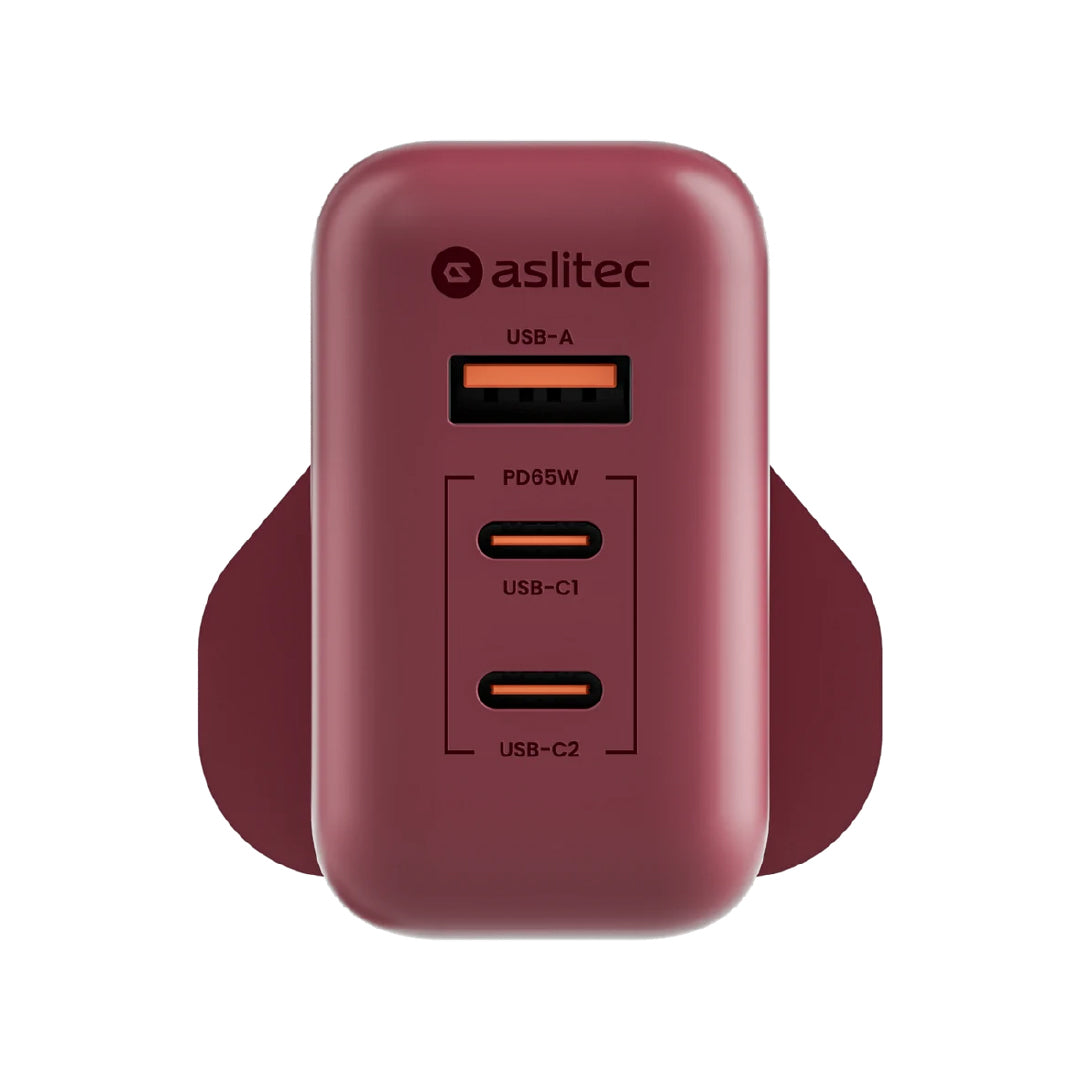 aslitec VexoraGaN 65W â Compact GaN Charger, USB-A  Dual USB-C Triple Ports