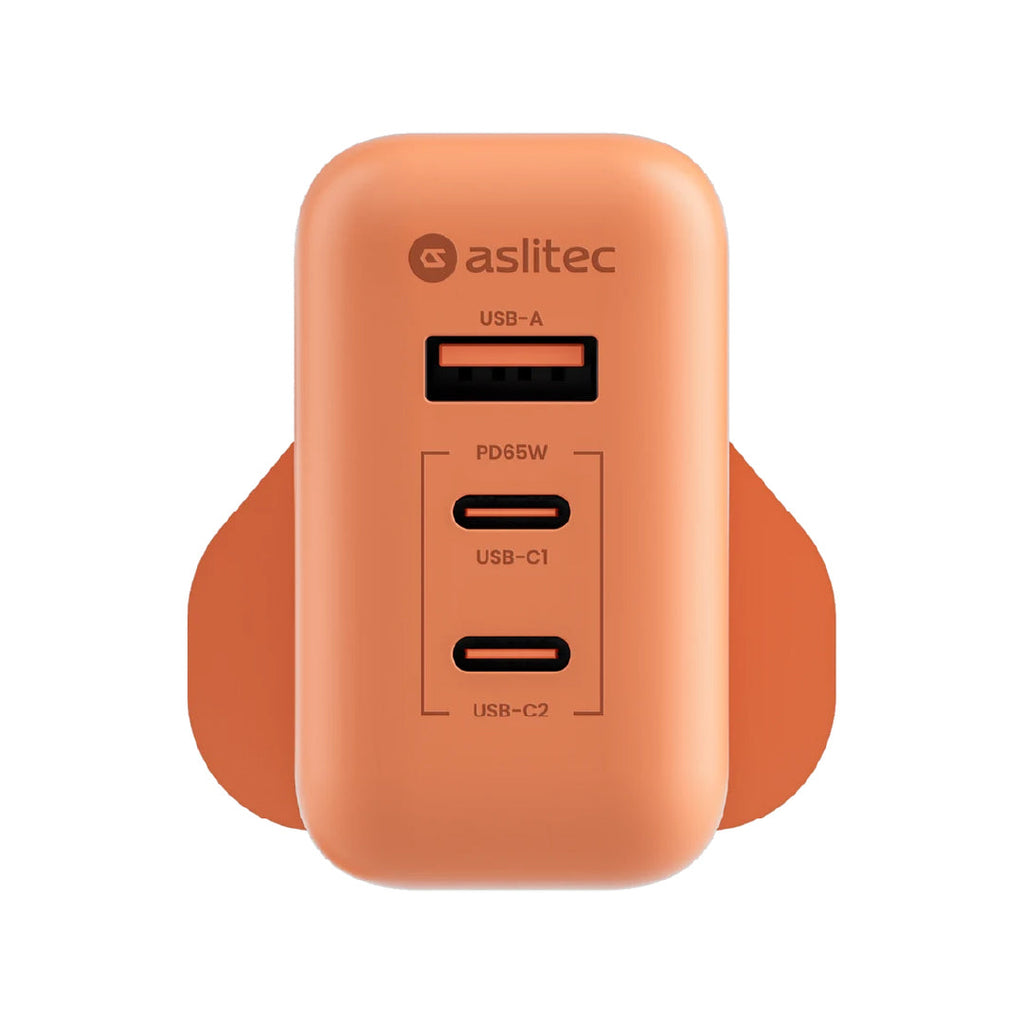 aslitec VexoraGaN 65W â Compact GaN Charger, USB-A  Dual USB-C Triple Ports
