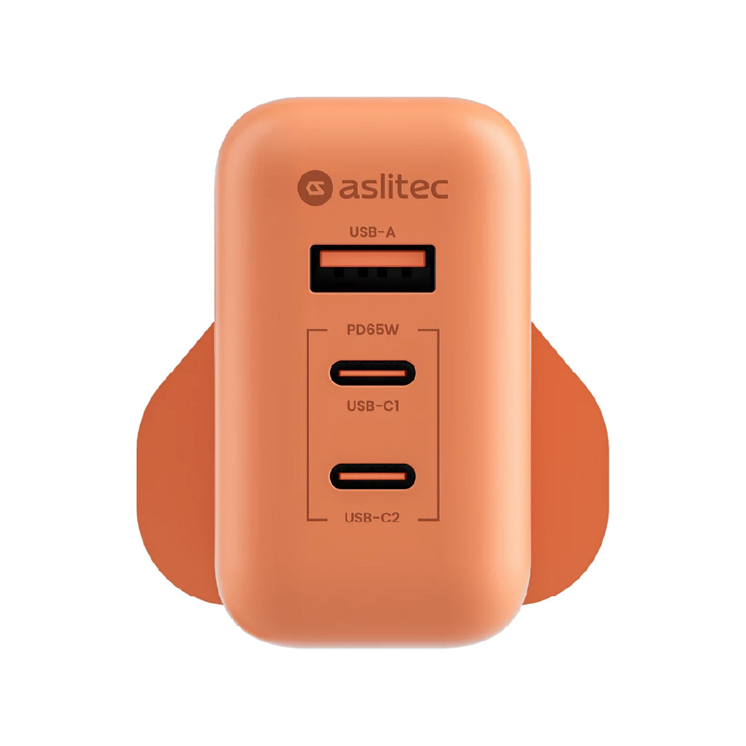 aslitec VexoraGaN 65W â Compact GaN Charger, USB-A  Dual USB-C Triple Ports