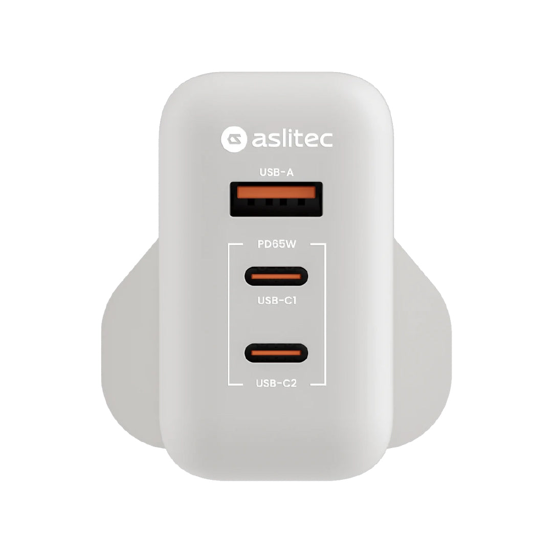 aslitec VexoraGaN 65W â Compact GaN Charger, USB-A  Dual USB-C Triple Ports