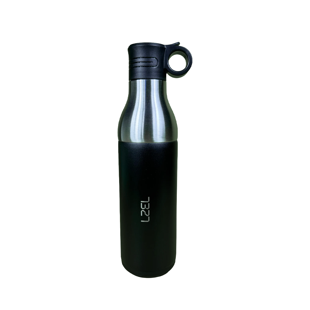 LZEL Natura Elva Vacuum Bottle Dual 400 mL + 400 mL | Black Aluminum