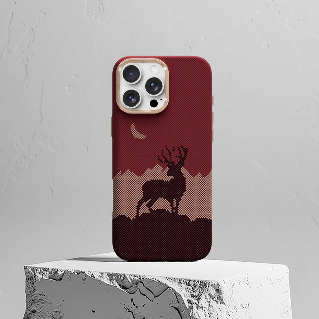 LZEL MagCarbon Deer Cover for iPhone 16 Pro | Wine Deer