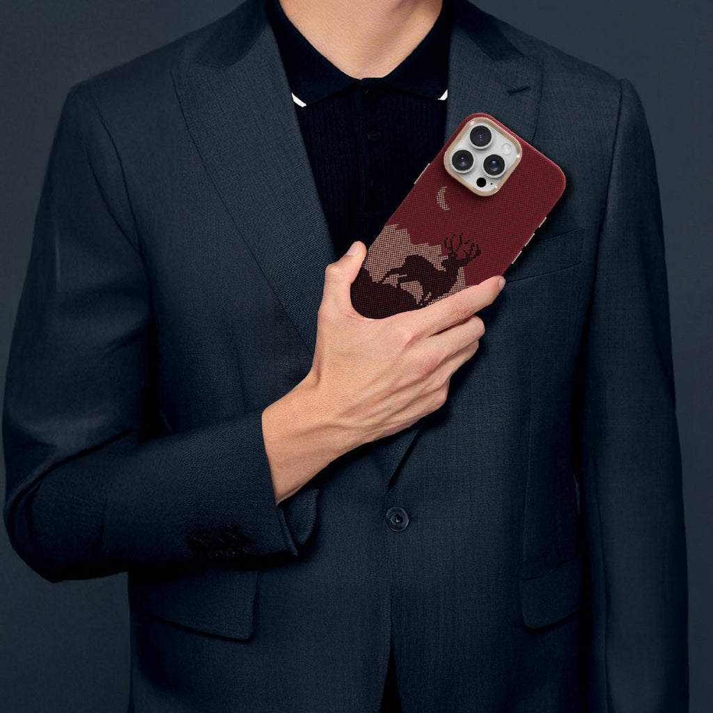 LZEL MagCarbon Deer Cover for iPhone 16 Pro Max | Wine Deer